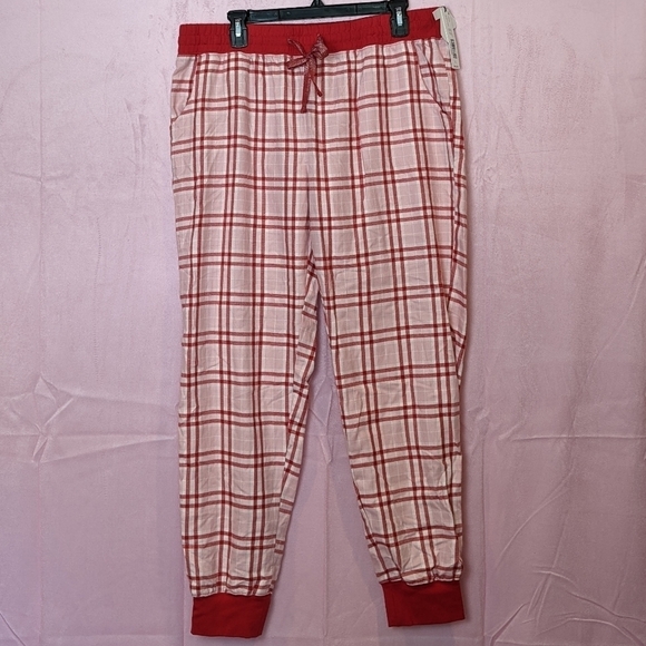 Jasmine & Ginger Pink Plaid Pajama Pants with Pockets size Large - Picture 1 of 6